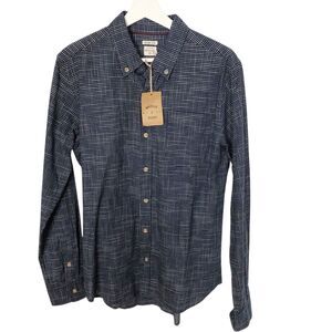 Bridge & Burn Men's Sutton Slim Fit Long Sleeve Shirt Navy Grid Mens Medium NWT